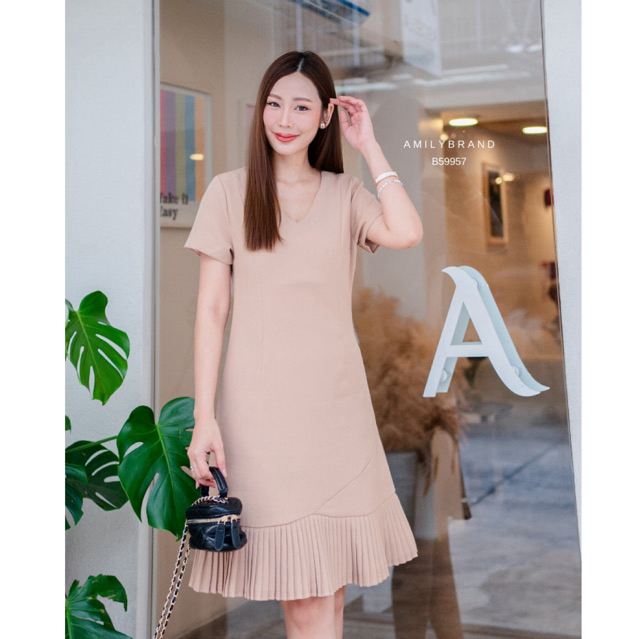 AmilyBrand เดรสชายจีบพลีท B57