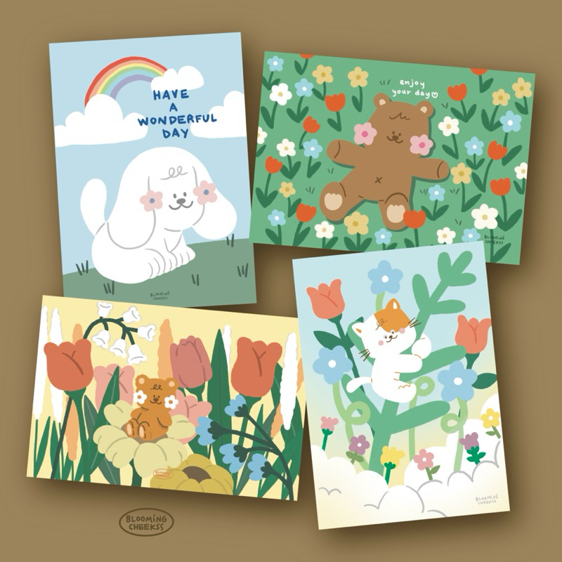 โปสการ์ด Postcard (มีซอง) ตกแต่งห้อง การ์ดอวยพรน่ารักๆ พิมพ์ลายด้านเดียว