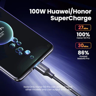 UGREEN US279 สายชาร์จไนล่อน USB USB-A to Type-C 100W 6A ชาร์จเร็ว SuperCharge Super Charge