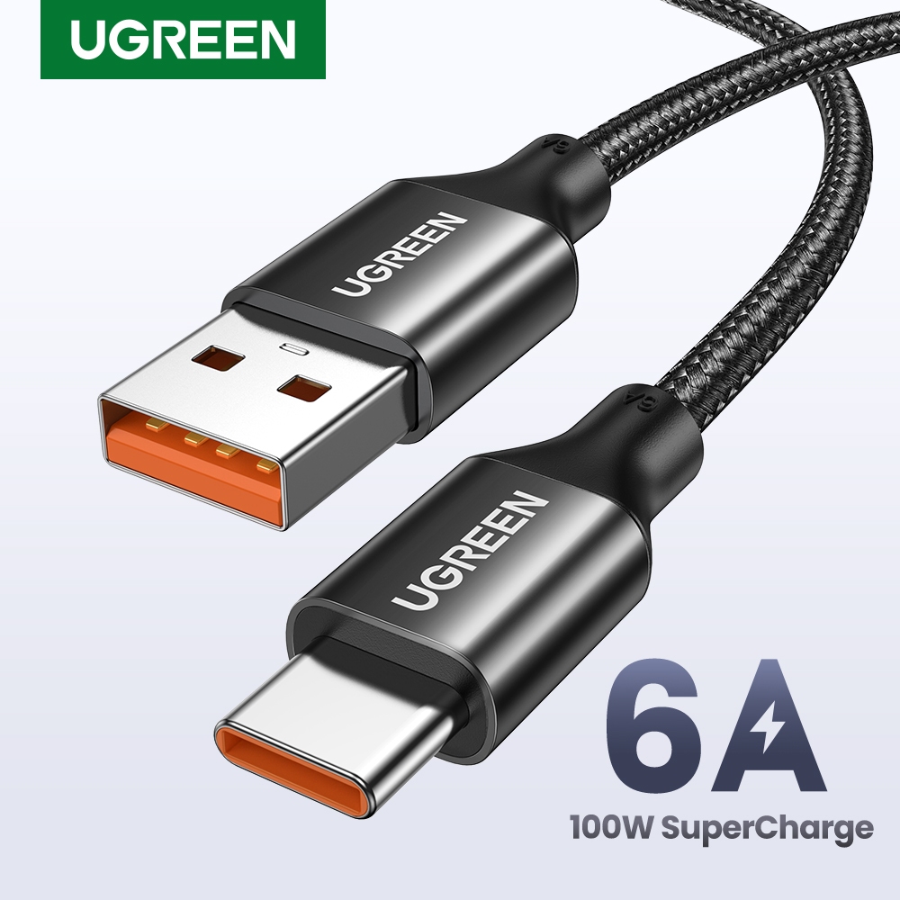UGREEN US279 สายชาร์จไนล่อน USB USB-A to Type-C 100W 6A ชาร์จเร็ว SuperCharge Super Charge