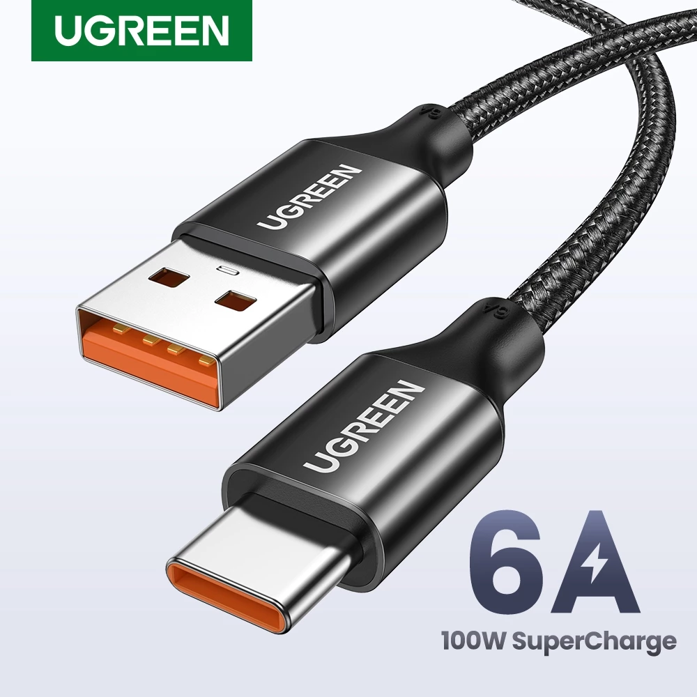 UGREEN US279 สายชาร์จไนล่อน USB USB-A to Type-C 100W 6A ชาร์จเร็ว SuperCharge Super Charge