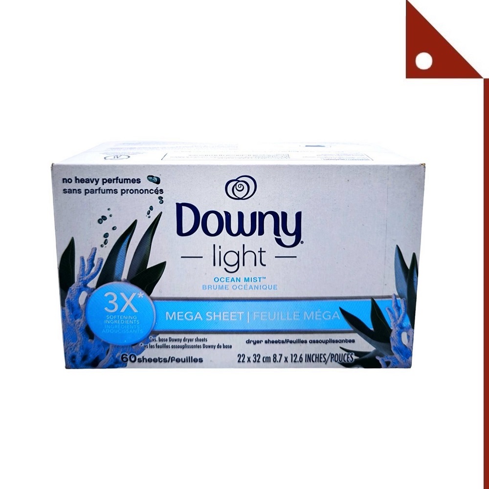 Downy : DWNMS-OCM-60* แผ่นอบผ้า แผ่นปรับผ้านุ่ม Light Fabric Softener Dryer Mega Sheets Ocean Mist 6