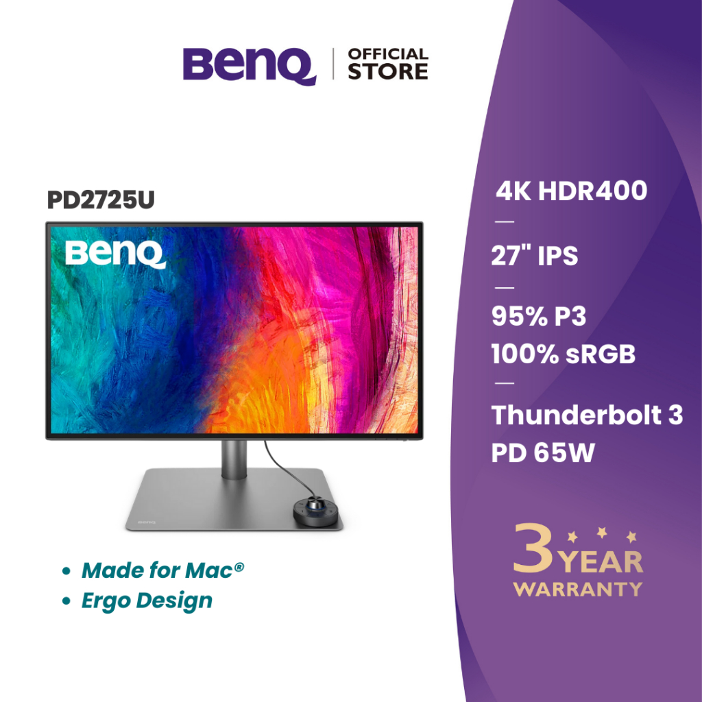 BenQ PD2725U 27นิ้ว 4K 100% sRGB Thunderbolt 3 Mac-Ready Designer Monitor (จอคอมงานกราฟฟิค)