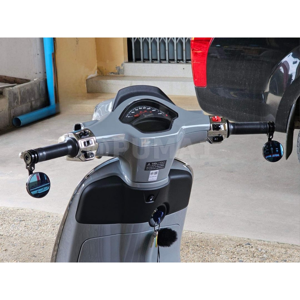 ฮิต!!! กระจกปลายแฮนด์ R-Mini สำหรับ Lambretta & Vespa สปอร์ต ดีไซน์สวย งาน CNC คุณภาพ แข็งแรงทนทาน : Pocenti Scooters