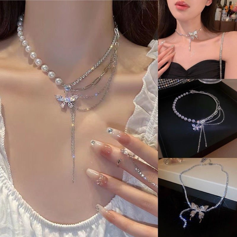 [Mimmuffin] สร้อยคอผีเสื้ิอออกงาน สร้อยคอเพชร โช้กเกอร์ผีเสื้อ โชคเกอร์ผีเสื้อ