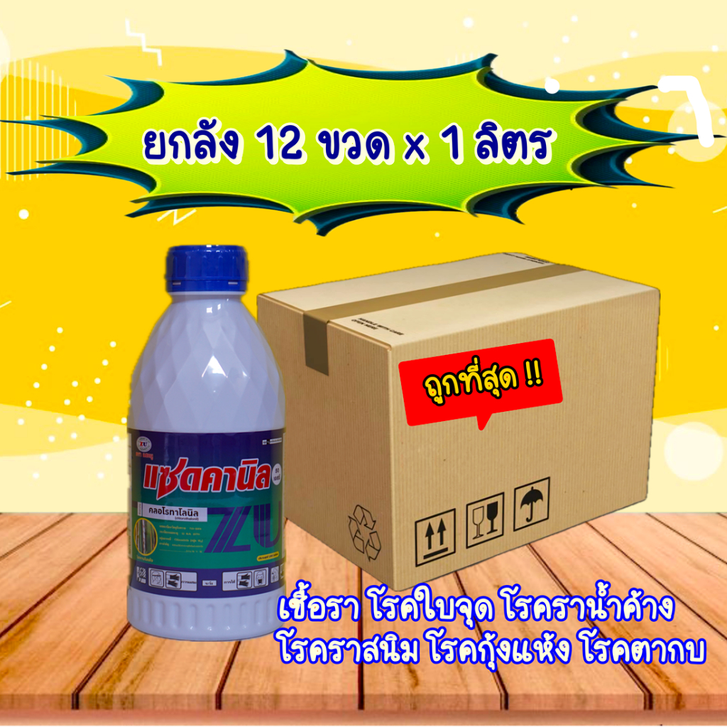 ยกลัง12 ขวด คลอโรทาโลนิล 50 % 1ลิตร แซดคานิล แซดดานิลโรคพืช เชื้อรา โรคใบจุด โรคราน้ำค้าง โรคราสนิม โรคกุ้งแห้ง โรคตากบ
