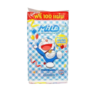 MILD DORAEMON กระดาษทิชชู่เช็ดหน้ามายด์โดราเอมอน 150+20แผ่น ยกแพ็ค5ห่อ