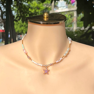 สร้อยคอลูกปัด 🧜🏻‍♀️ จี้ปลาดาว มุกน้ำจืดแท้ แฮนด์เมด