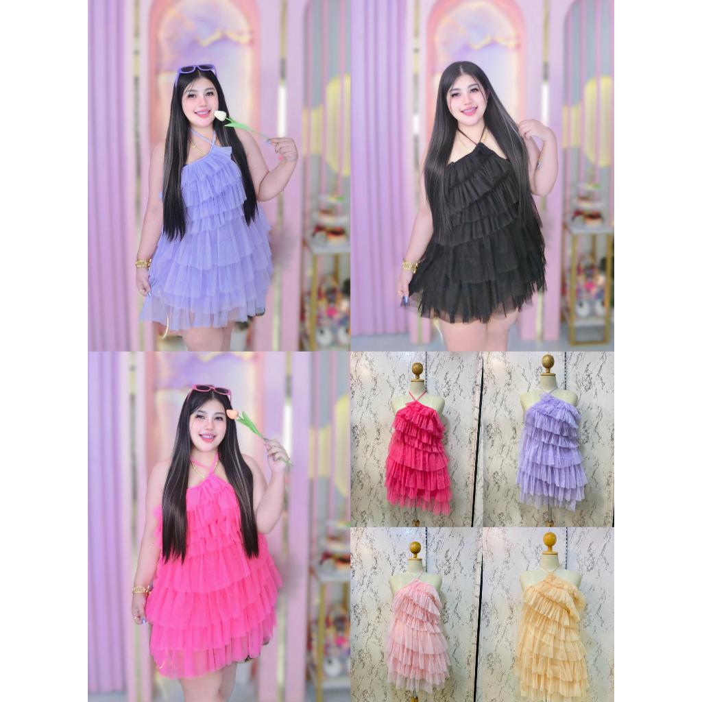 NT746 PLUS-SIZE เดรสฟรุ้งฟริ้งความมุ้งชั้นน่ารักสุดๆ ใช้ผ้าถึง 5 หลา อลังการ ผูกคอปรับได้นะคะ after pary คาเฟ่ งานแต่ง