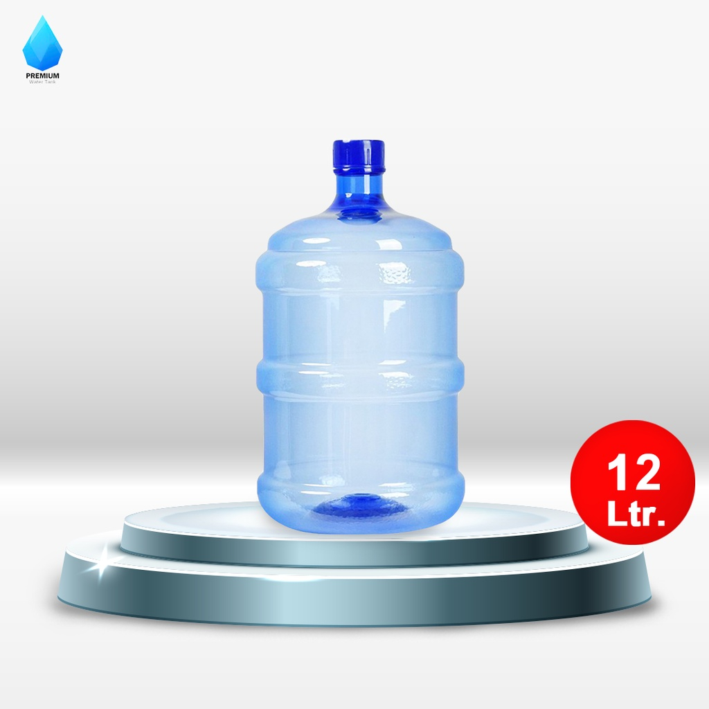 Premiumwatertank ถังน้ำ ถังน้ำดื่ม PET ขนาด 12 ลิตร ถังฝาเกลียว สีน้ำเงิน สีฟ้าน้ำทะเล