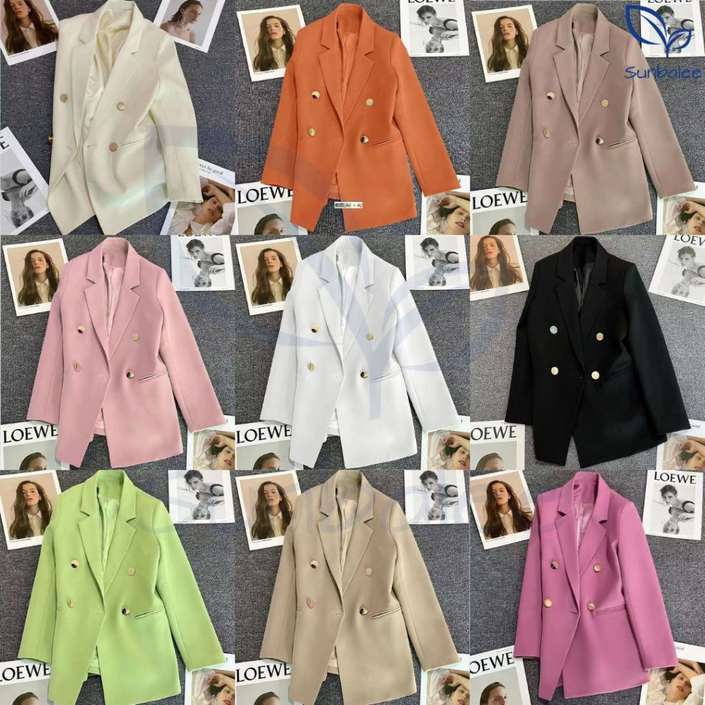SUNBALEE 🍀 SUIT-9 เสื้อสูท เซ็ตเสื้อแขนยาว เสื้อเบลเซอร์ คอปกสไตล์เกาหลี สีสันสดใส Blazer สินค้าพร้อมส่ง