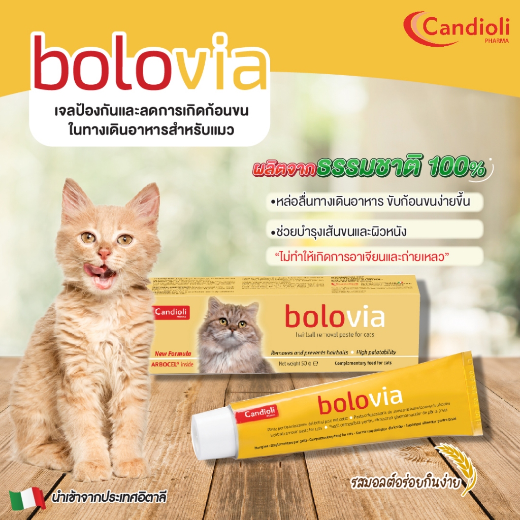 Candioli : BoloVia [แท้💯] เจลป้องกันและกำจัดก้อนขน สำหรับแมว จากประเทศอิตาลี 🇮🇹 50 g. (Bolo Via) - รูปที่ 2
