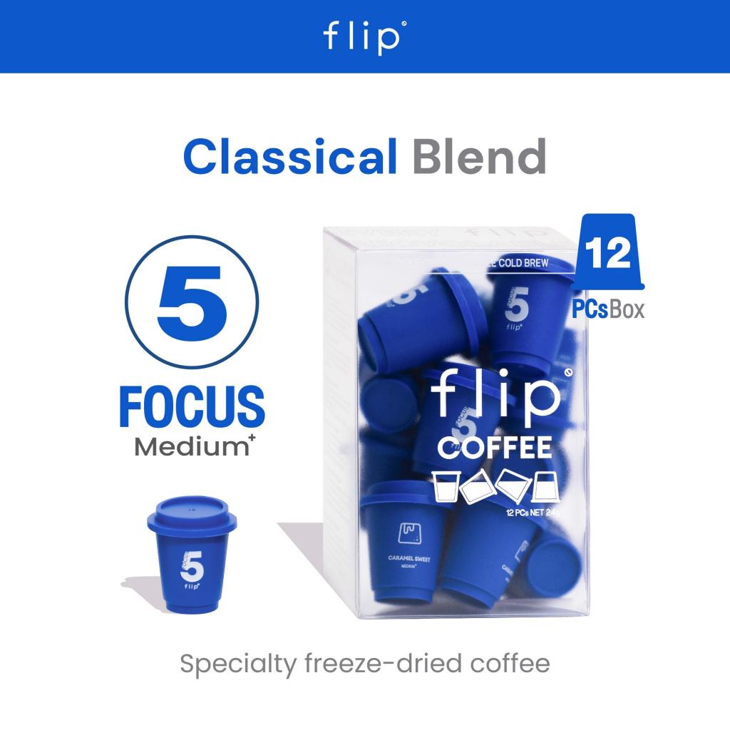 Flip No.5 Focus กาแฟสำเร็จรูป กาแฟผงพร้อมชง Specialty Instant Coffee Cold Brew กาแฟพิเศษ สูตร Classical Blend