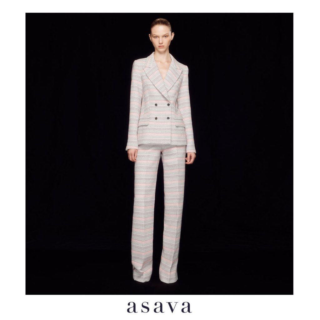 [asava ss24] Talia Straight Pants กางเกงผู้หญิง ทรงตรง เอวสูง กระเป๋าข้าง ซิปหน้า ผ้าถักหลากสี