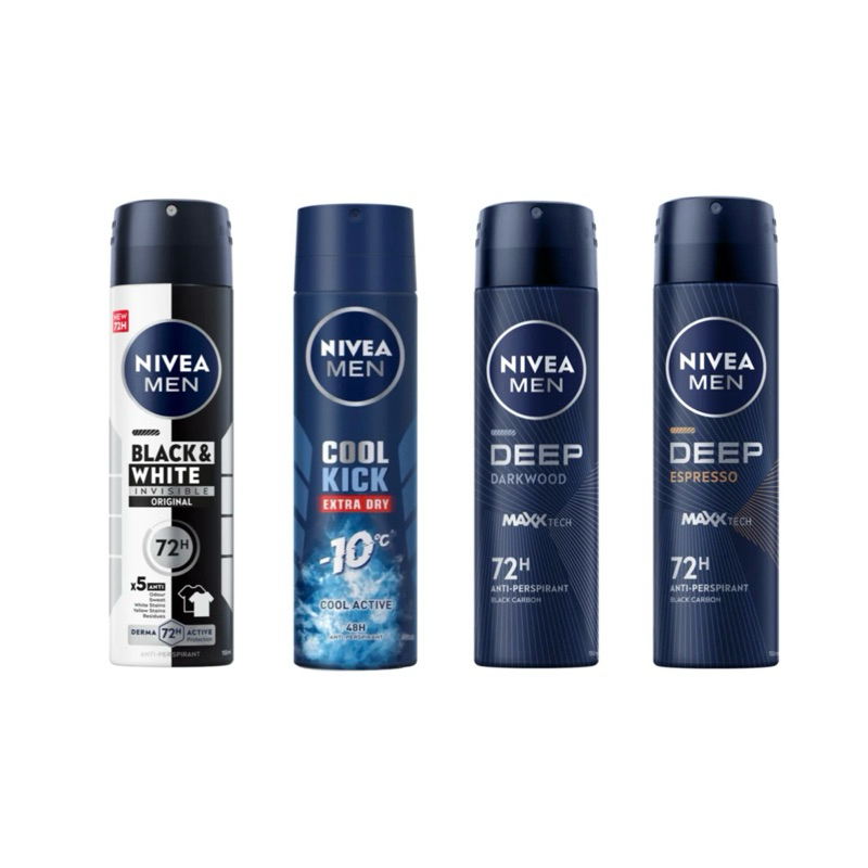 Nivea Men Spray นีเวีย เมน สเปรย์ 150 ml. deep darkwood, cool kick, deep espresso, black&white สเปรย์ระงับกลิ่นกาย