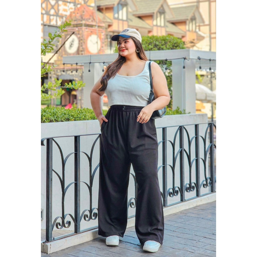**ขายดี**เอว 38"-64" Easy Pants Ver.2 กางเกงขายาวทรงกระบอกใหญ่ ทรงสวยใส่สบาย