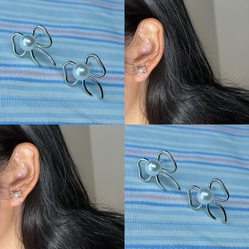ต่างหูโบว์ประดับไข่มุก (พร้อมส่ง)