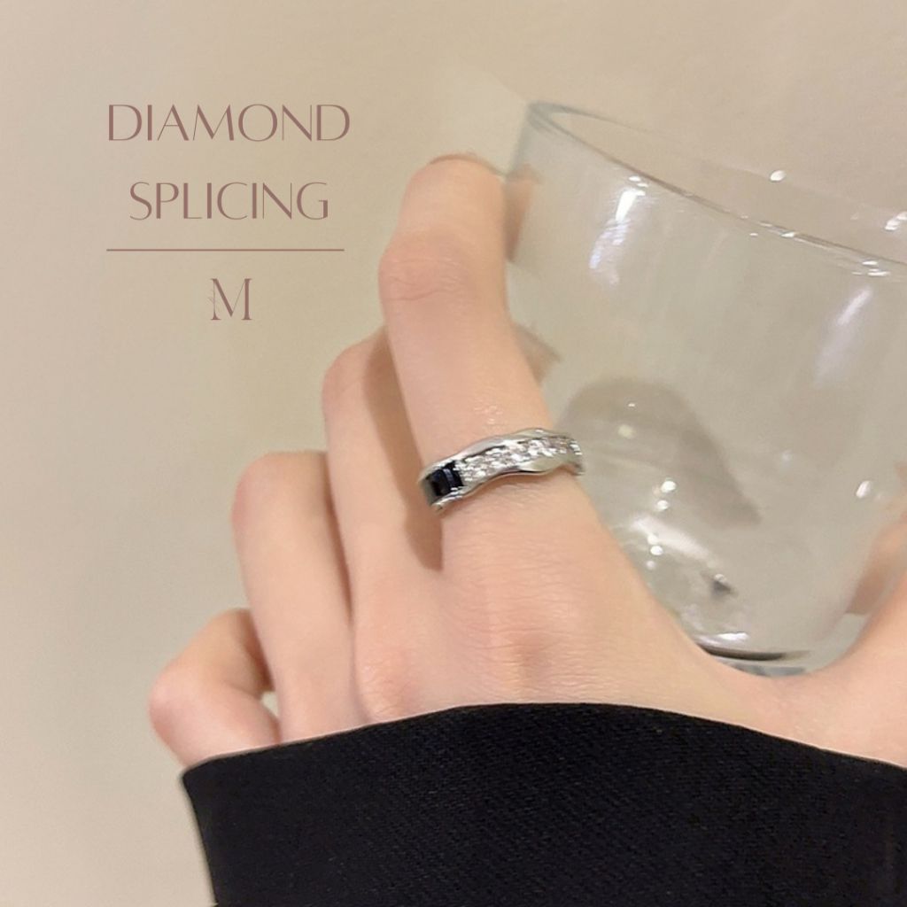 MIND แหวนเงิน Diamond Splicing Rings แหวนผู้หญิง แหวนปรับขนาดได้ แหวนแฟชั่น แหวนเพชร แหวนเงินแท้