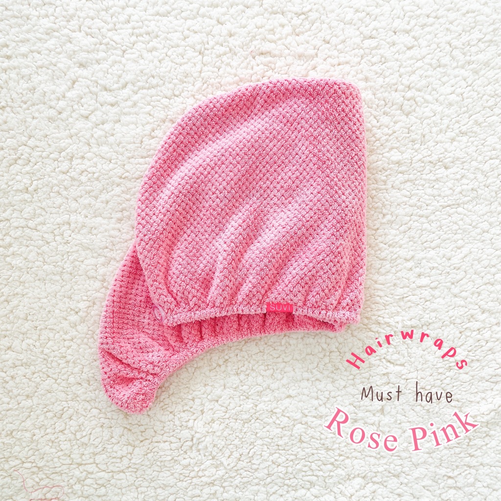 Rose Pink suvi  hairwrap  หมวกคลุมผมซับน้ำ ผ้าคาดผม ผ้าเช็ดผม ผ้าซับน้ำ  turban
