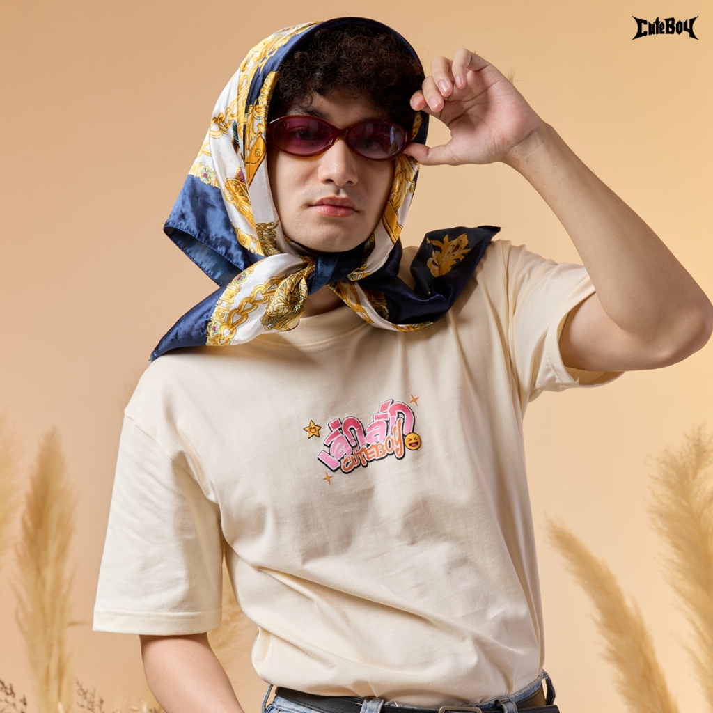 CuteBoy x เลิ่กลั่ก - T-SHIRT [CREAM] เสื้อยืด แขนสั้น โอเวอร์ไซส์