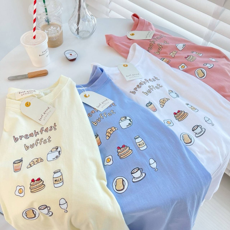 SIS.ON | พร้อมส่ง Oversize เสื้อยืดโอเวอร์ไซส์ Feelgood breakfast
