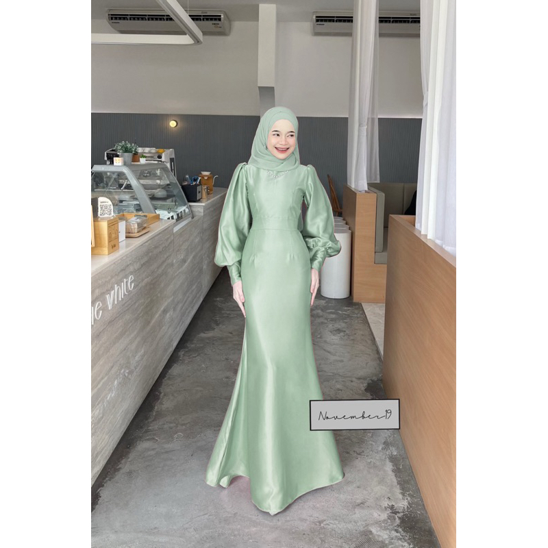 รุ่นซินดี้ผ้าซาร่า ชุดเดรสอิสลาม ชุดเดรสมุสลิม ไม่รวมฮิญาบเข้าชุด แบรนด์November19 - รูปที่ 3