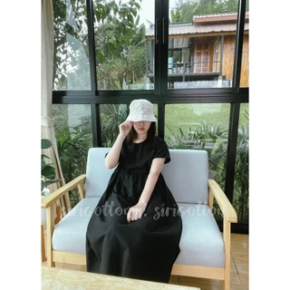 เดรสผ้าฝ้าย เดรสคลุมท้องได้ ใส่สบายพรางหุ่น ฟรีไซส์