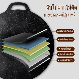 พร้อมส่ง🚚ถาดปิ้งย่าง เคลือบกันติด 28/30/32/34/36/38/40CM กระทะปิ้งย่างเกาหลี ทรงแบน ย่างเนย/สเต็ก กระทะปิ้งย่าง กะทะปิ้ง