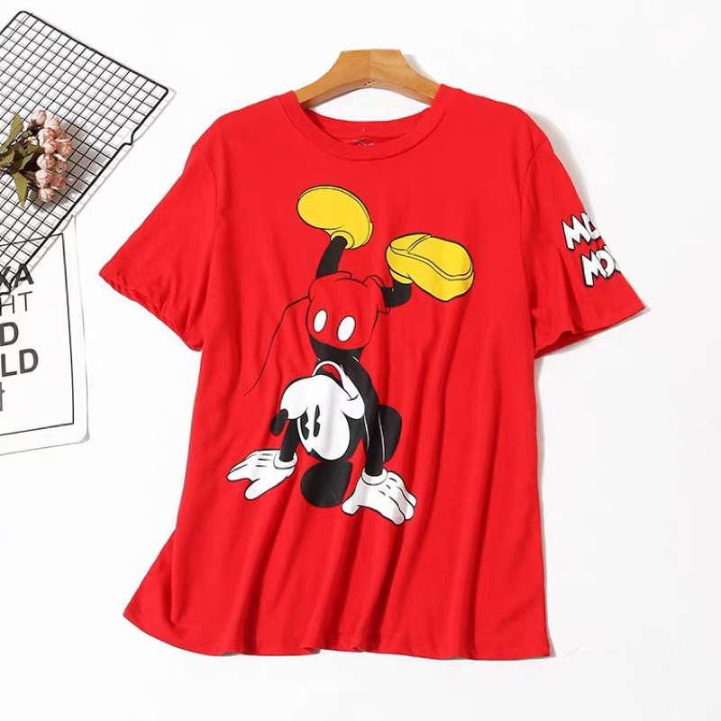 เสื้อยืดมิคกี้  Mickey mouse สีแดง 🐾 งานDISNEY แท้ 💯% (TS063)
