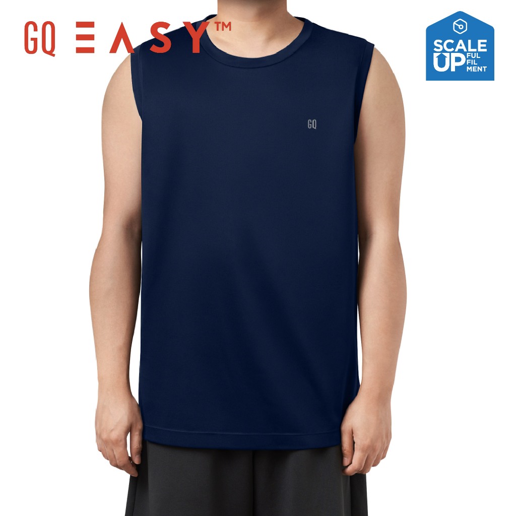 GQ Easy Sport เสื้อกีฬาคอกลม แขนกุด เสื้อยืดคอกลม สีกรม ของแท้ 💯%