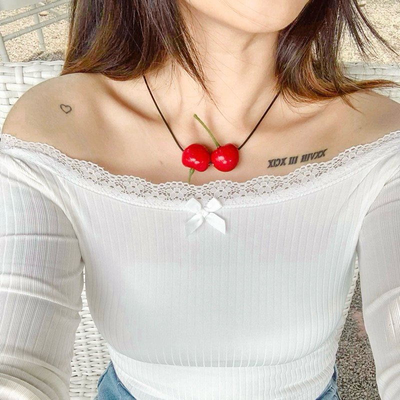สร้อยคอโชคเกอร์ cherry 🍒🍒🪩❣️ (พร้อมส่ง)