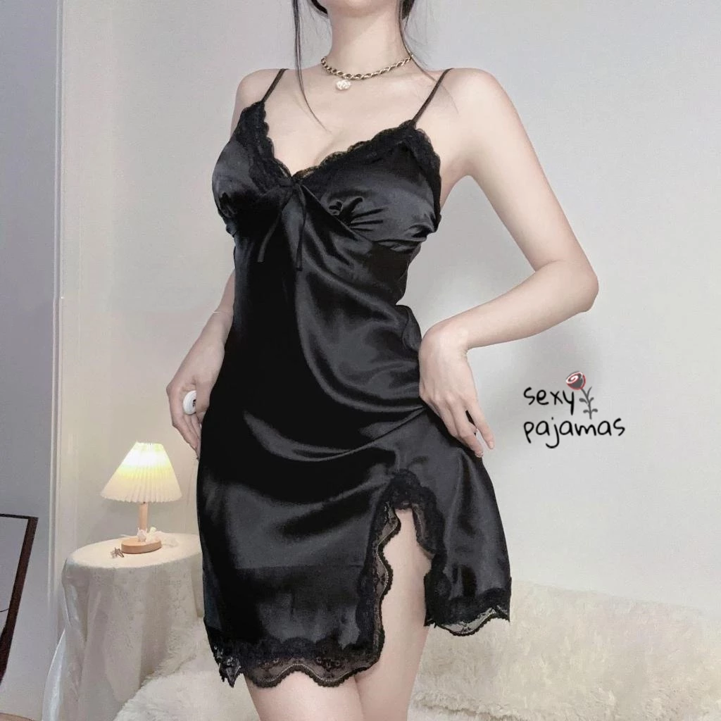 sexy pajamas🎈🎈ชุดนอนผู้หญิง เดรสกระโปรง ตกแต่งลูกไม้ ราคาที่ถูกที่สุด จัดส่งจากประเทศไทย（H1001）