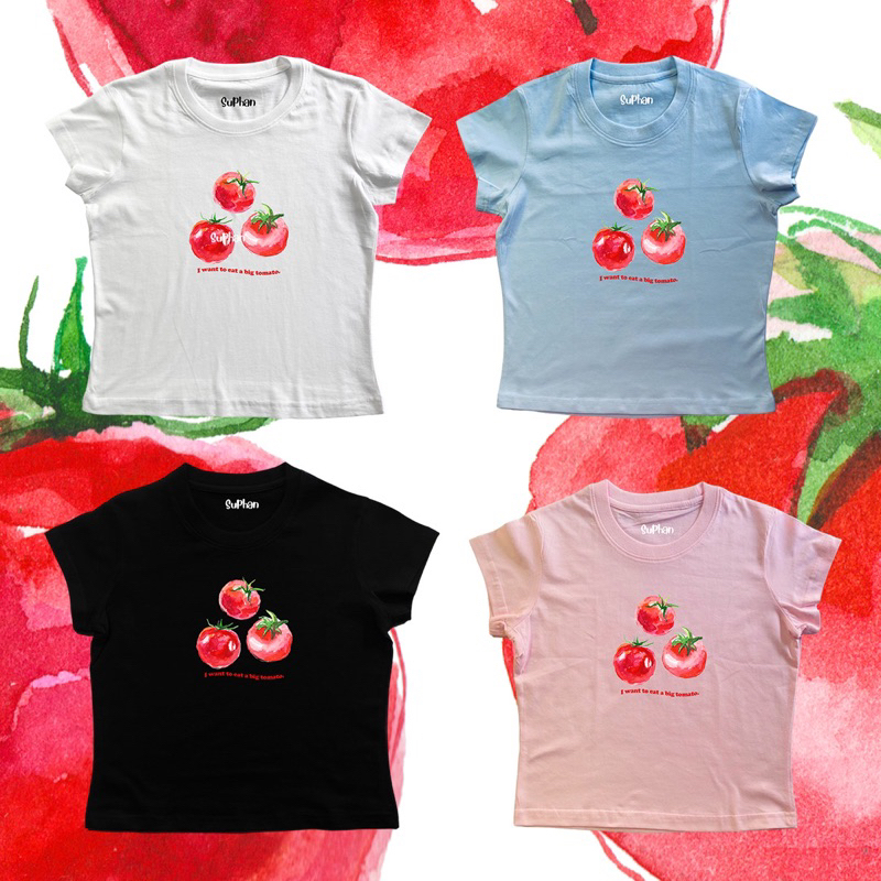 💥chicchi.cshop | เสื้อยืด babytee ลาย tomato น่ารักมาก ใส่สบายสุดๆ พร้อมส่ง