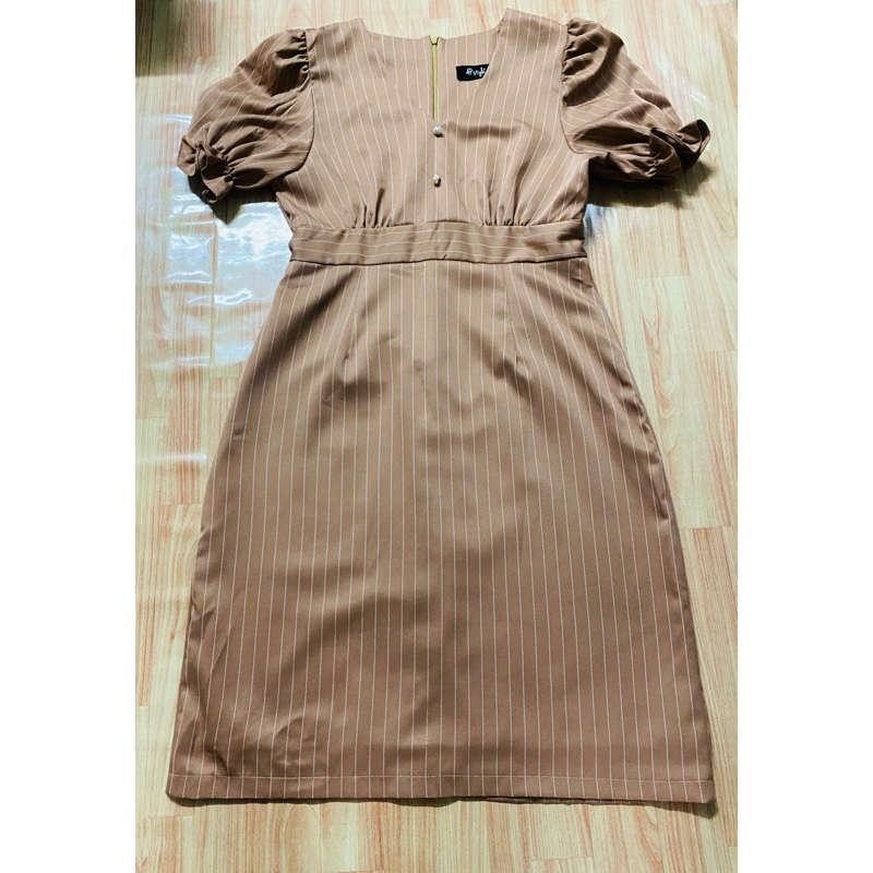 ชุดเดรส ป้าย ap style xl สีน้ำตาล