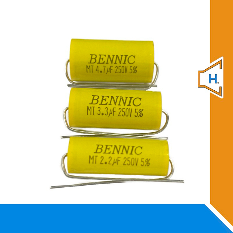 ซีเสียงแหลม BENNIC เหลือง 2.2/250v,3.3/250v,4.7/250v(จำนวน1ตัว)