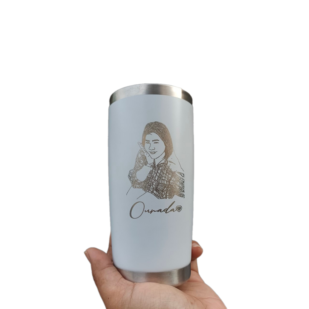 [เลเซอร์รูป1ด้าน] แก้วเก็บอุณหภูมิร้อนเย็น ขอบเลส20oz รุ่นยกดื่ม ราคารวมเลเซอร์แล้ว