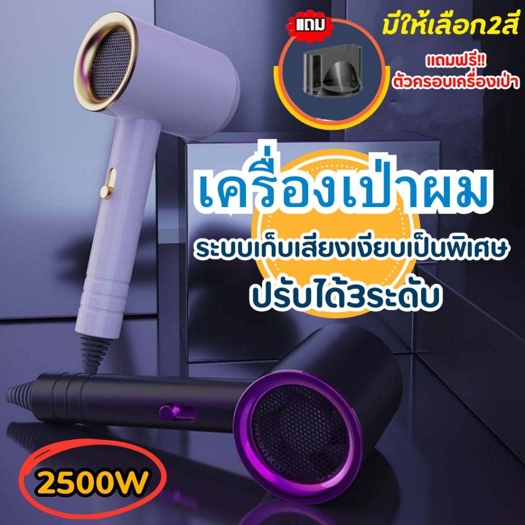 เครื่องเป่าผม 2500 วัตต์ ไดร์เป่าผม ที่เป่าผม Hair dryer ลมแรง เสริมไอออนลบบำรุงเส้นผม ปรับได้ทั้งลมร้อน/ลมเย็น เสียงเบา