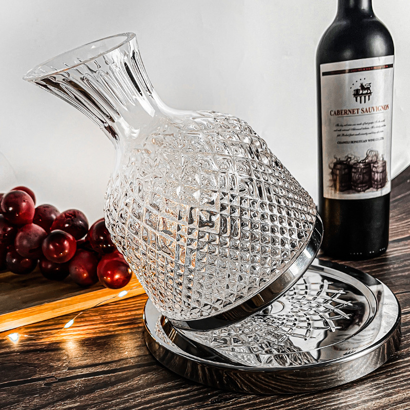 【พร้อมส่งในไทย】เหยือกพักไวน์ ดีแคนเตอร์ สามารถหมุนได้ ขนาดใหญ่ 1500ml Rotating red wine decanter