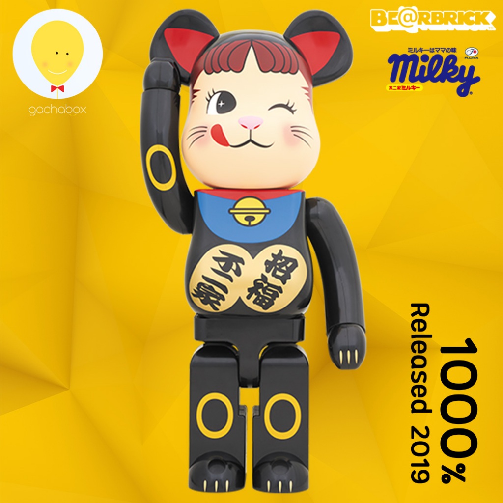 gachabox Bearbrick Peko Lucky Cat Black 1000% - แบร์บริค พร้อมส่ง ของแท้ Be@rbrick ฟิกเกอร์ Medicom 