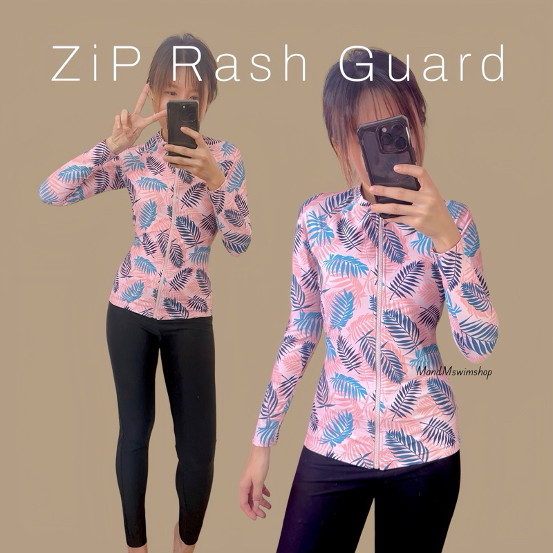 มีส่งด่วน!! Zip ชุดว่ายน้ำผู้หญิงแขนยาวซิปหน้ายาว ใส่คู่กับ กางเกงขายาวเอวสูง กันยูวี M-4XL