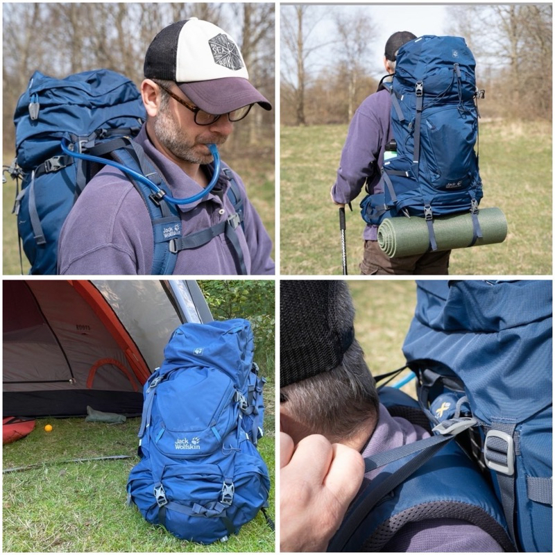 Jack wolfskin เป้เดินป่า50ลิตร อุปกรณ์เดินป่า กระเป๋าเดินป่า Columbia