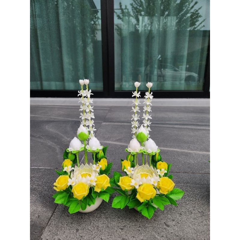 ดอกบัว(ราคาต่อ1แจกัน) แจกันดอกบัว แจกันดอกบัวไหว้พระ ถวายสิ่งศักดิ์สิทธิ์ ทำจากดินปั้น - รูปที่ 6