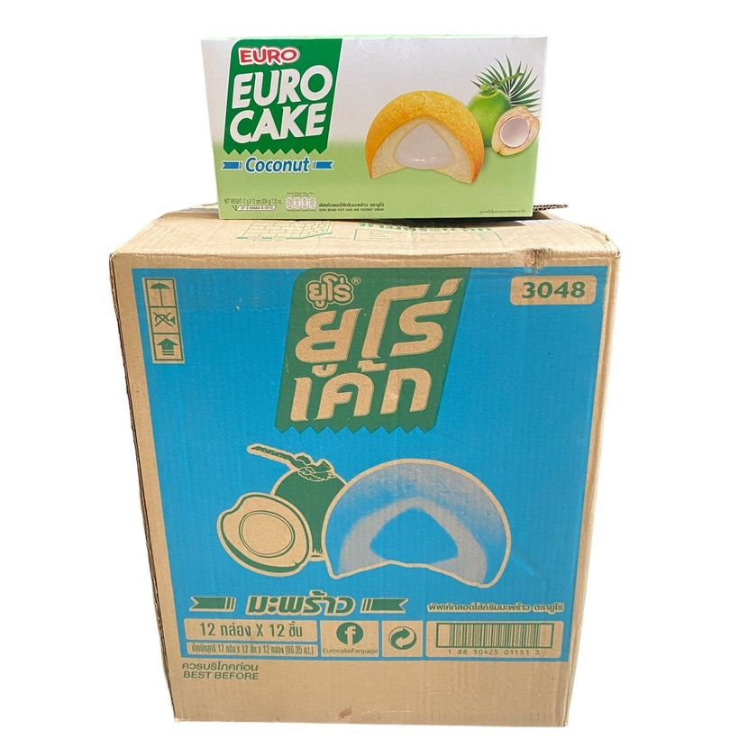EURO CAKE COCONUT ยูโร่เค้ก มะพร้าว 17g รสใหม่ 1ลัง/บรรจุ 12 กล่อง,จำนวน 144ชิ้น ราคาส่ง ยกลัง สินค้