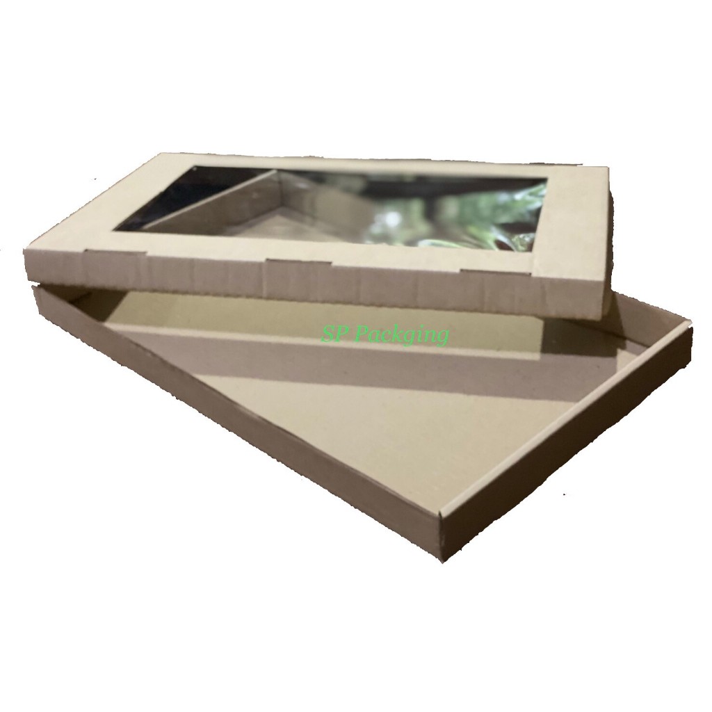 (แพ็ค 5 ชุด) เบอร์ 1 ฝาหน้าต่าง กล่องใส่โดนัทจิ๋ว ขนาด 12 x 20 x 1.5 นิ้ว (ตัวกล่องพร้อมฝา)