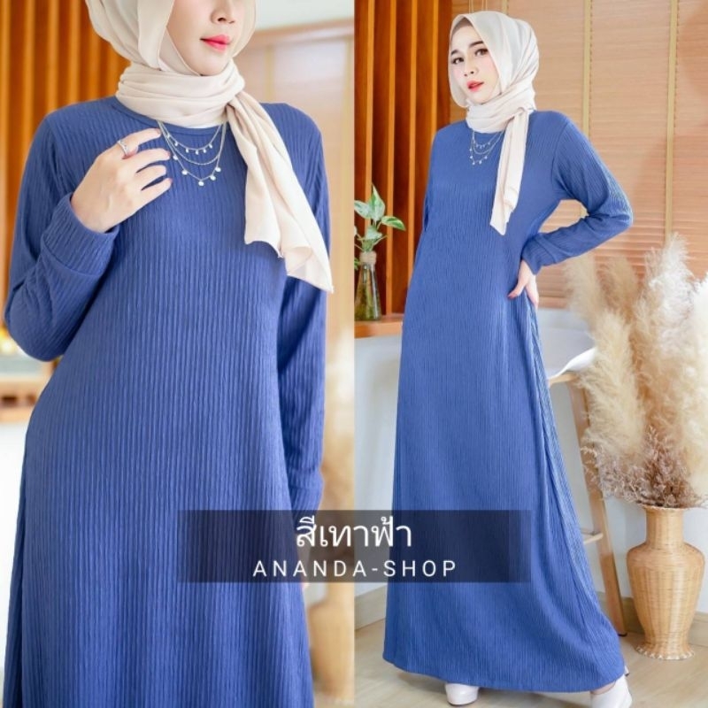 ชุดเดรสยาวผ้ายืดทอฟฟี่เนื้อนุ่มใส่สบาย - รูปที่ 6