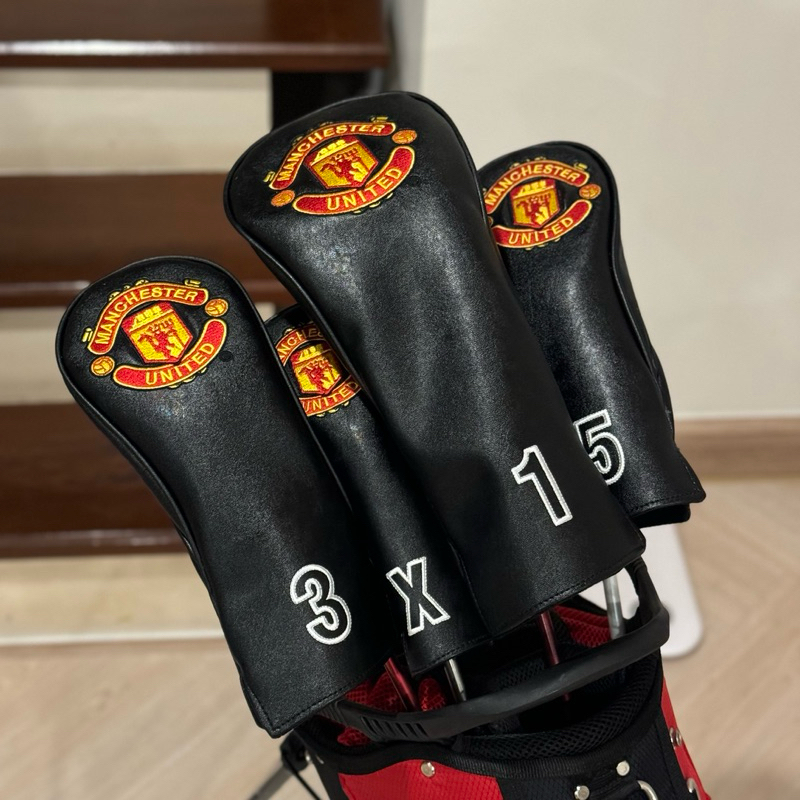 Golf Cover สำหรับคลุมหัวไม้กอล์ฟ(ลายMUFC) งานหนังpuกันน้ำ โลโก้งานปัก