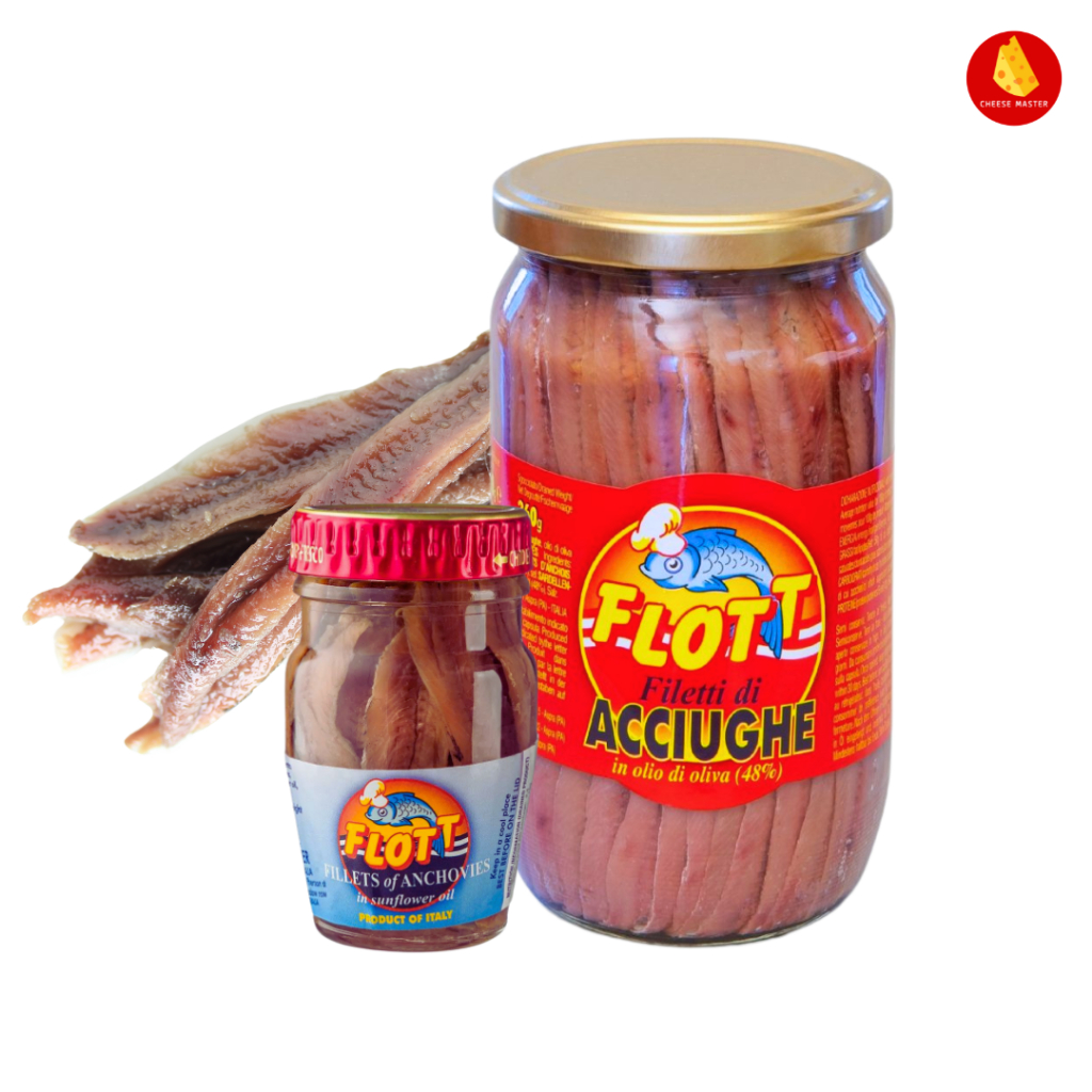FLOTT Anchovy in Sun flower Oil 80ก เนื้อปลาแอนโชวี่ ในน้ำมันดอกทานตะวัน