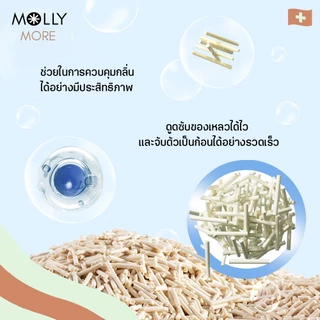 Molly Pure [ 8 แพ็ค ] ทรายเต้าหู้ออร์แกนิค ผลิตจากถั่วเหลืองธรรมชาติ100% ทรายแมว Cat Litter ทรายแมวเต้าหู้