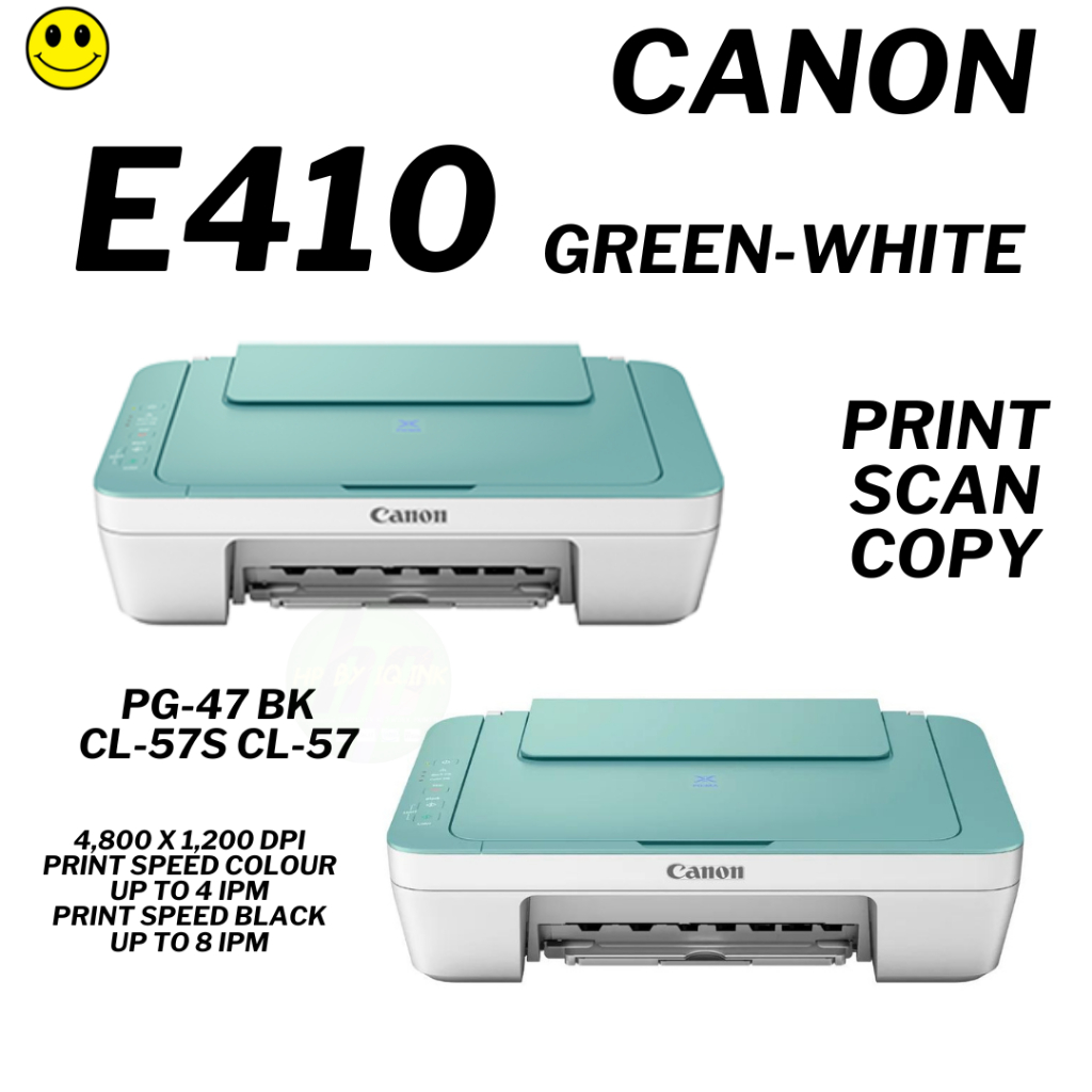 PRINTER (เครื่องพิมพ์) CANON PIXMA E410 (GREEN-WHITE)