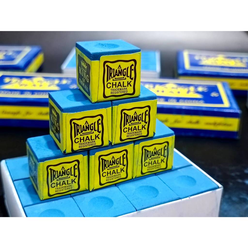 🔴ชอล์กฝนหัวคิว🌟สนุกเกอร์ ✅TRIANGLE CHAL ก้อนละ 15 บาท TRIANGLE Chalk Blue น้ำเงิน(12ก้อน)  🃜🃚🃖🃁🂭🂺   ของแท้100%
